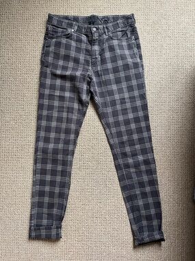 H&M Black and Gray Plaid Skinny Jeans